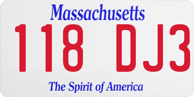 MA license plate 118DJ3