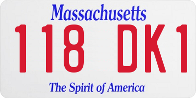 MA license plate 118DK1