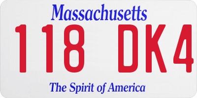 MA license plate 118DK4