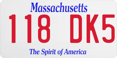 MA license plate 118DK5