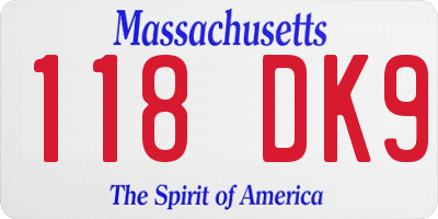 MA license plate 118DK9