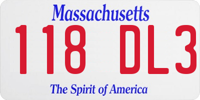 MA license plate 118DL3