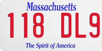 MA license plate 118DL9