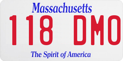 MA license plate 118DM0
