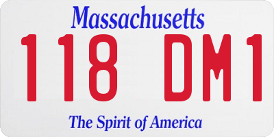 MA license plate 118DM1