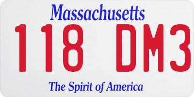 MA license plate 118DM3