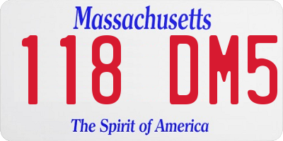 MA license plate 118DM5