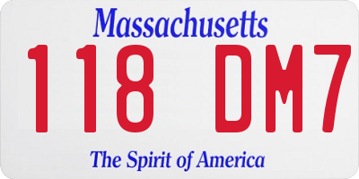 MA license plate 118DM7