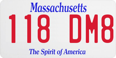 MA license plate 118DM8