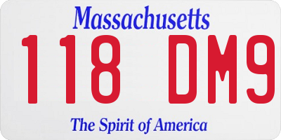MA license plate 118DM9