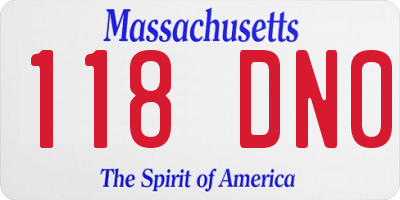 MA license plate 118DN0