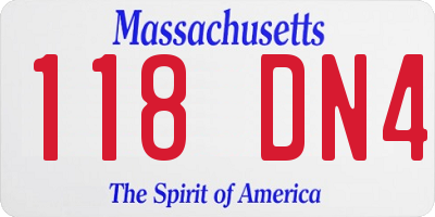 MA license plate 118DN4