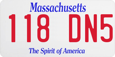 MA license plate 118DN5