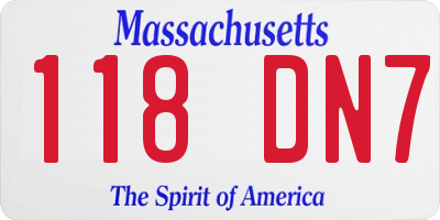 MA license plate 118DN7