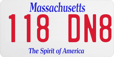 MA license plate 118DN8