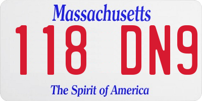 MA license plate 118DN9