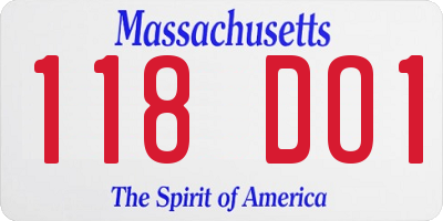 MA license plate 118DO1