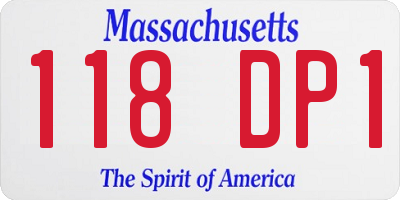 MA license plate 118DP1