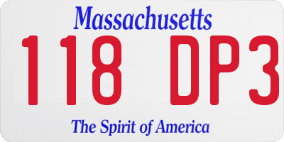 MA license plate 118DP3