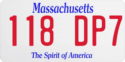 MA license plate 118DP7
