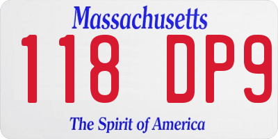 MA license plate 118DP9