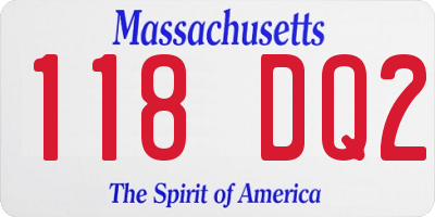 MA license plate 118DQ2