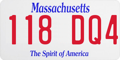 MA license plate 118DQ4