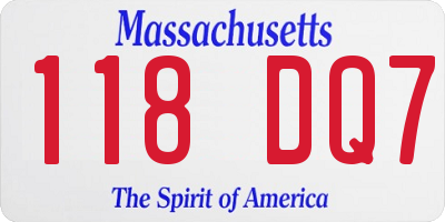 MA license plate 118DQ7