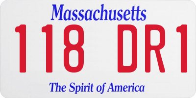 MA license plate 118DR1