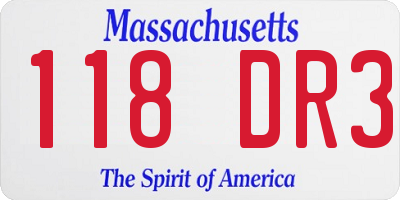 MA license plate 118DR3