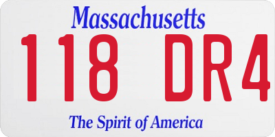MA license plate 118DR4