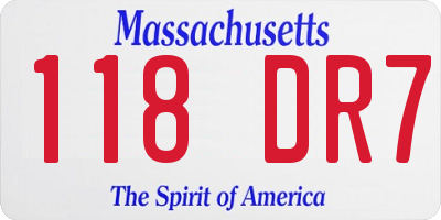 MA license plate 118DR7