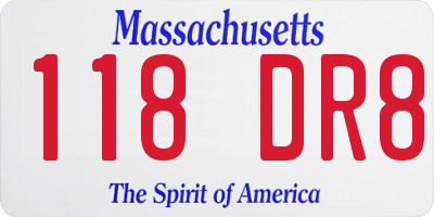 MA license plate 118DR8