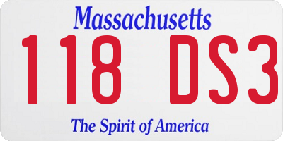 MA license plate 118DS3
