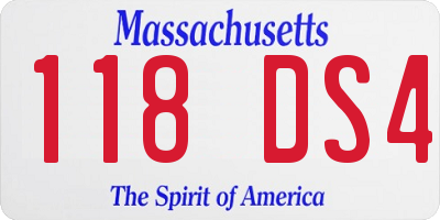 MA license plate 118DS4