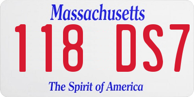 MA license plate 118DS7