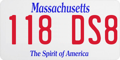 MA license plate 118DS8