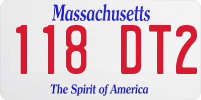 MA license plate 118DT2