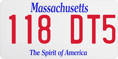 MA license plate 118DT5