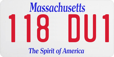 MA license plate 118DU1