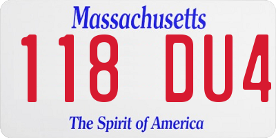 MA license plate 118DU4