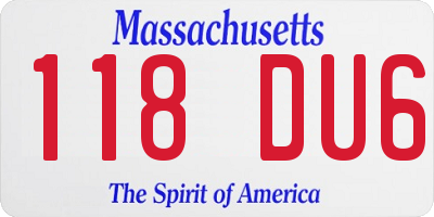 MA license plate 118DU6