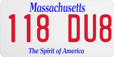 MA license plate 118DU8