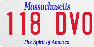 MA license plate 118DV0