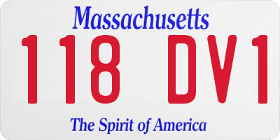 MA license plate 118DV1