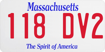 MA license plate 118DV2