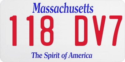 MA license plate 118DV7