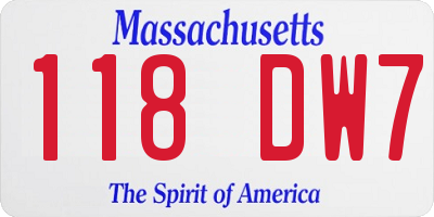 MA license plate 118DW7