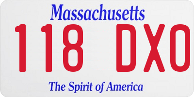 MA license plate 118DX0