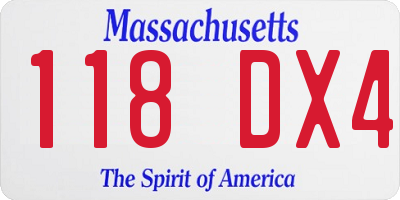 MA license plate 118DX4